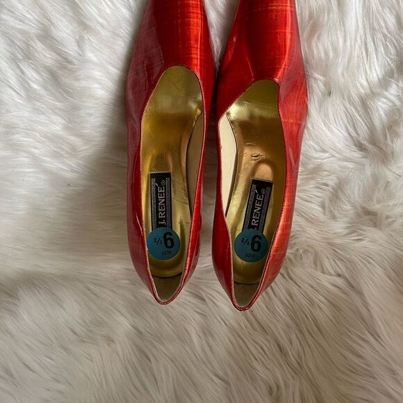 J.Renee blood orange patent leather slip on 3”heels square toe size 9.5 - Picture 12 of 15